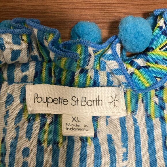 Poupette St. Barth Girls Clara Sleeveless Maxi Dress in Blue/Green Print. - Picture 7 of 9